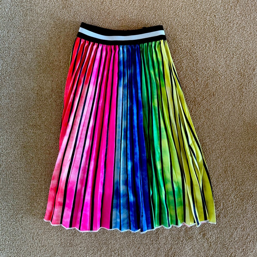 Lola + the Boys rainbow pleated midi skirt
